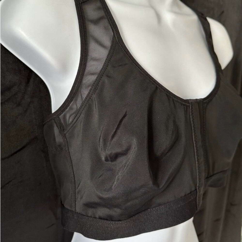 Black Front-Close Wireless Comfort Sports Bra XL - Picture 3 of 7